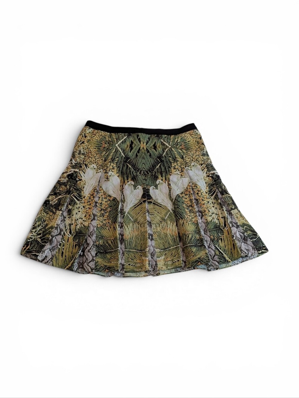 Ted Baker London Olive Botanical Pleated Circle Skirt Size 3